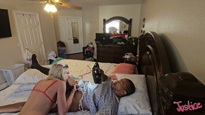 Just Justice: Nurse Charlie Nurses Big Black Cock to Life &amp; Takes Pussy...
