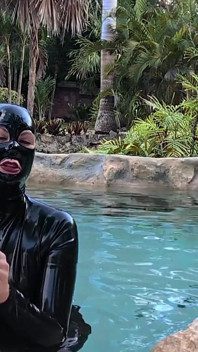 Worship Your Rubber Goddess by the Pool