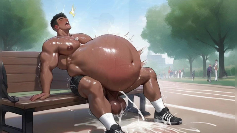 AI Blk: 큰 뚱뚱한 게이 자위 정액