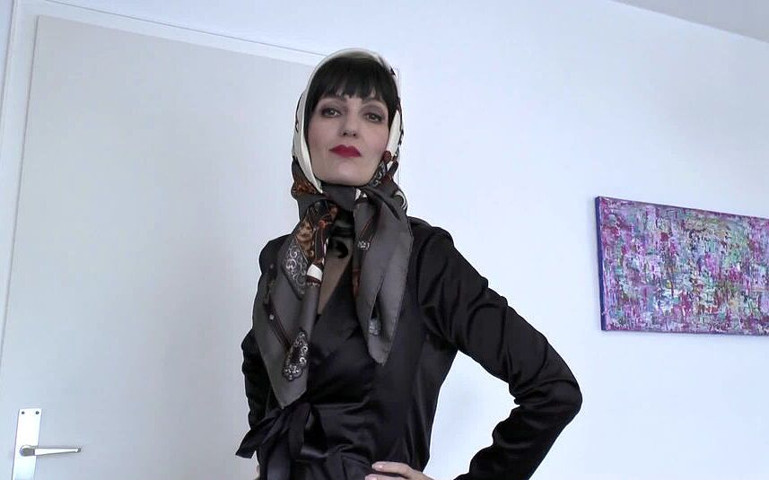 2 Elegant Silk Headscarves Worn with and Without Glasses (Lady Victoria Valente)