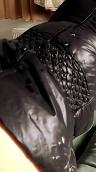 Satin Dress and Downjacket Bukkake, Fake Cum Spray and Messy Downjacket Fantasy