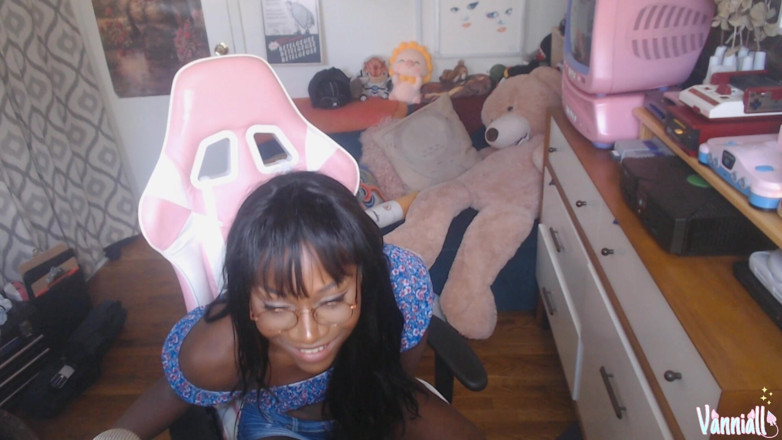 Vanniall: Petite Ebony Trans Girl Vanniall Unleashes Massive Cumshot All Over...