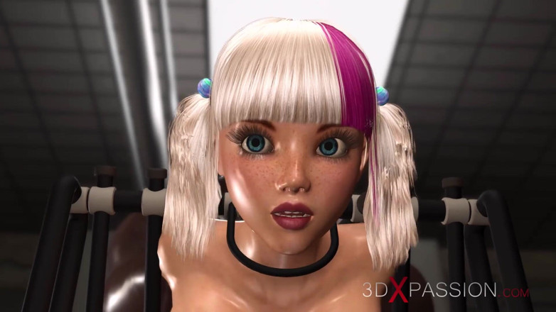 3dxpassion: Schwarzer typ spielt mit einem super heißen college-mädchen in handschellen...