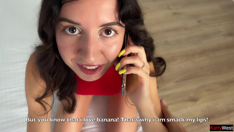 Katty West: 남편과 통화하는 동안 연인에게 섹스당한 핫한 아내 - 얼굴 사정과 더러운 대화