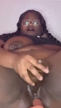 Black Wendesday Addams Is Double Penetrating Herself While Squirting