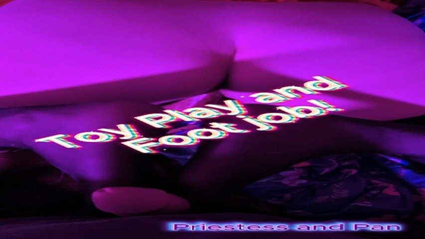 Sex Toy Play with a Nylon Foot Job, Cumming on Her Feet! (Priestess and Pan)