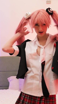 Skinny anime slut Sasha Paige gaps her tiny little pussy