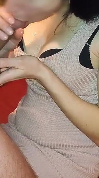 Cum on Bitch's Tits for Debts Part 4