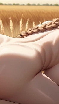 An Appetizing Country Girl in a Wheat Field