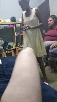 Black Girl with Braided Hair Suck Daddies Cock & Rides Him in a Yello Dress