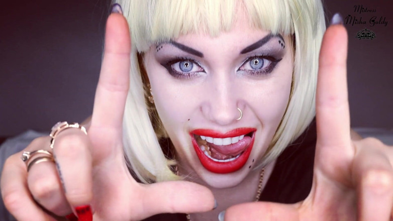 Goddess Misha Goldy: You are stupid retard! Worship my middle fingers and loser...