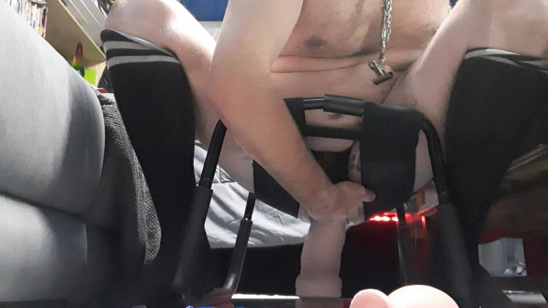 Ryan743: Sex chair bounce with huge dildo