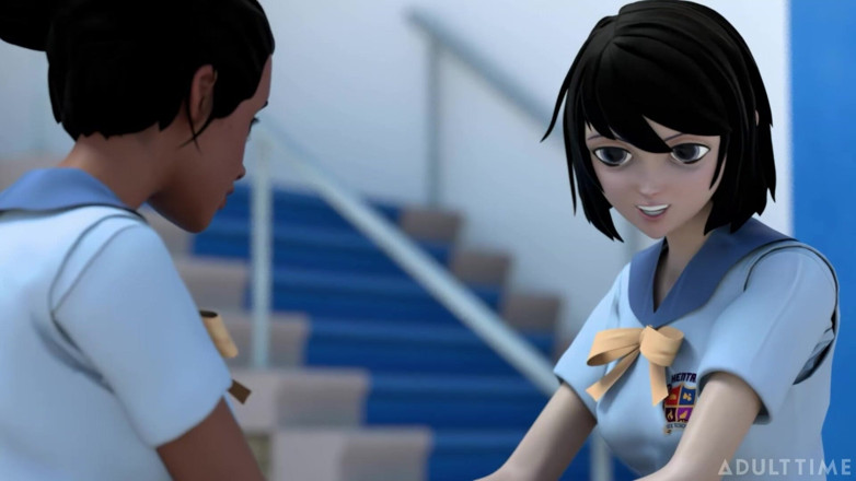 Hentai Sex School: Hentai Sex College epizoda 8 - Velké kozy Bffs cvičí nůžky společně...