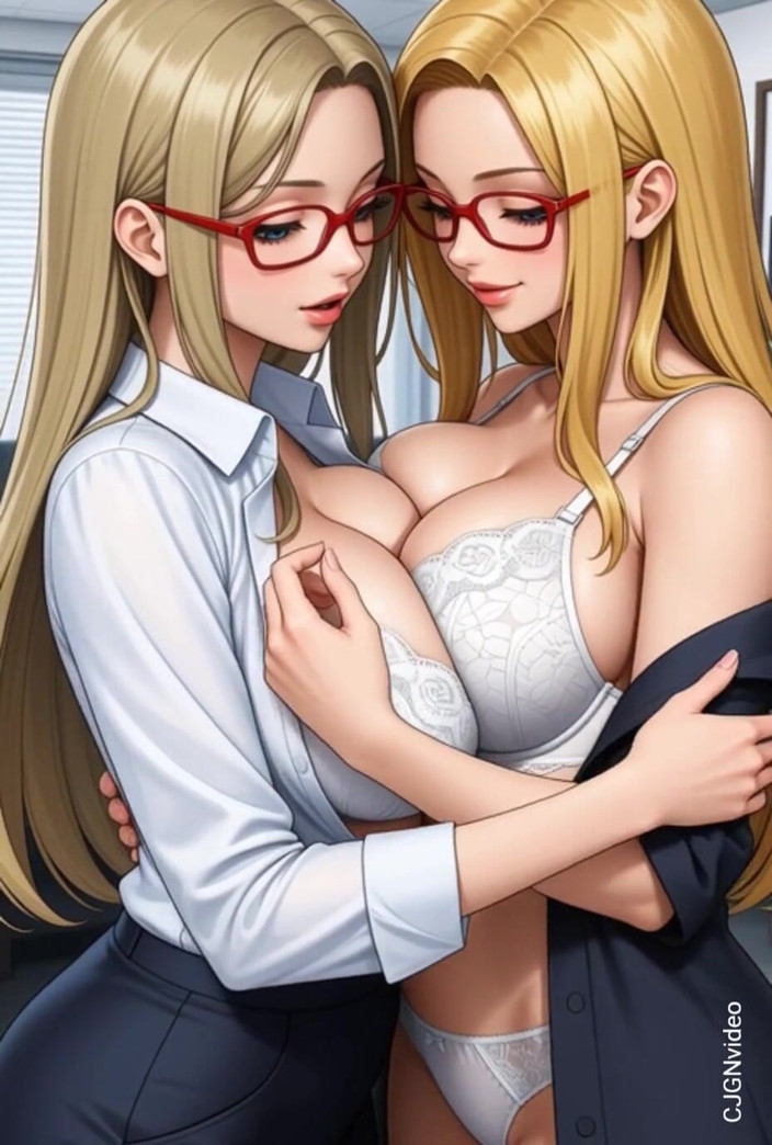Hot girl dancing: Офісні блондинки цілуються, танцюють, хапають груди (ай анімація)