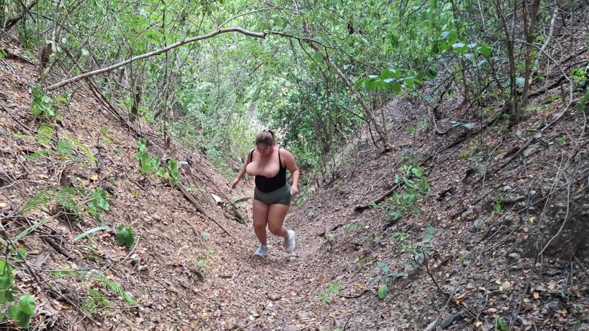 BBW Latina Exercises Outdoors with Her Tits Out (SugarPose)