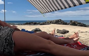 Stepdaughter Handjob on the Beach