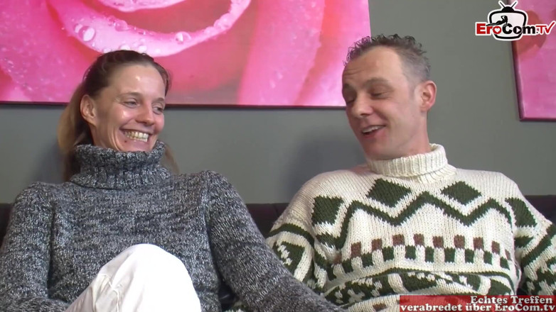 EroCom: Skinny German wife gets fucked by two guys in a...