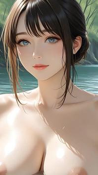 Wanita bogel bertetek besar yang cantik ini berenang akan memandu awak liar - 1