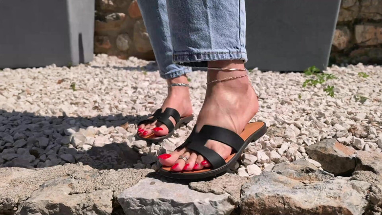 Goddess Lena: Flat Sandals Play