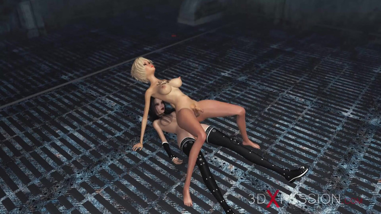 3dxpassion-transgender: 奴隷。3D温泉dickgirlは工業地帯で角質の十代のtrannyをファック