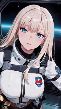 Momenti privati all'interno dell'avveniristica astronave dove la sua uniforme bianca è allungata alla perfezione