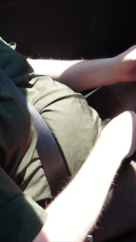 Nylonjunge Driving Car in Black Pantyhose