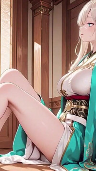 Si blonde dalam Kimono Hijau! Bacaan Teres malas, reka bentuk luar bahu terlalu maksiat!