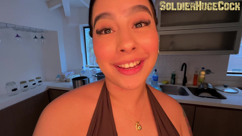 Soldier huge cock: Emily Fox: Sneaky Kitchen Creampie While Waiting for Our Scene...