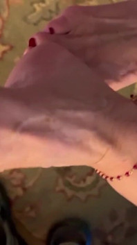 Cum on Stepaunt's Feet with Red Nails and Anklet JOI Dirty Talk MILF GILF Footjob