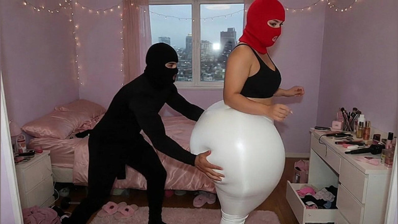 Animate golden: Big Ass Latina in Tight White Leggings Gets Pressed From...