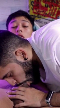 Sucking big uncut cock deepthroat until he cums a massive load in slow motion