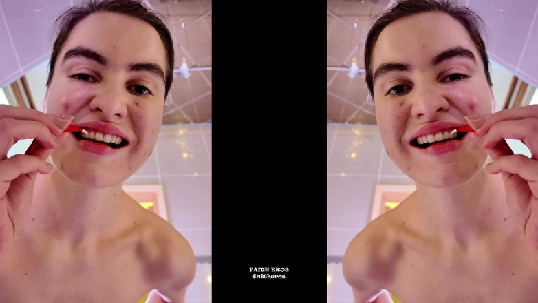 Faith Eros: 이빨을 닦는 동안 여드름을 숭배 - 무시