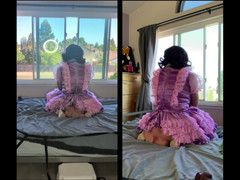 Sissy Candy: Pink Satin Sissy Maid Rides Her Sex Doll Toy While...