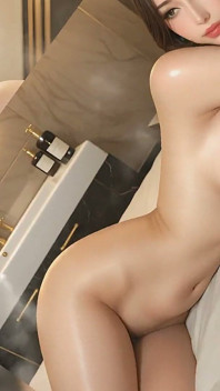 Adult Nude Woman Lying Sensually on Bed in Luxury Steamy Bathroom