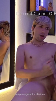 Blonde Hair Boy Jerking off in Cam and Cum Masive