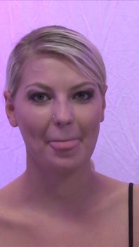 Pretty blonde does casting and cock sucking with massive cock
