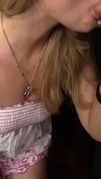 Sexy blonde is ready to give a perfect blowjob with huge dick