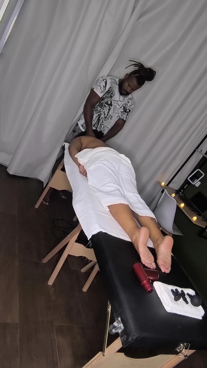 Nurseblack: Part 1 Ebony Massaging Wife Released by Gentle Cuckold