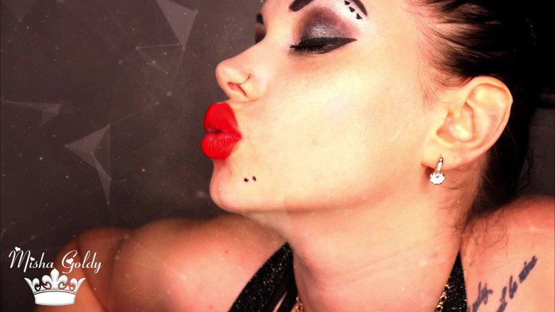 Goddess Misha Goldy: Heute lasse ich dich über meine großen roten lippen wichsen! WICHsanleitung,...