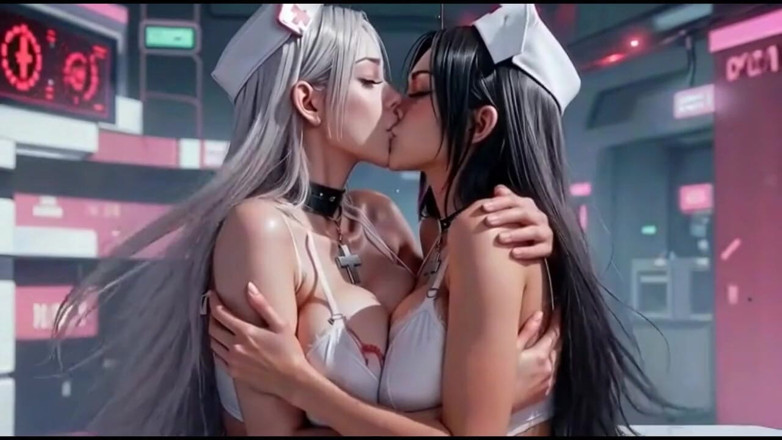 Hot girl dancing: Kiss video, donne infermiere carine che si baciano insieme