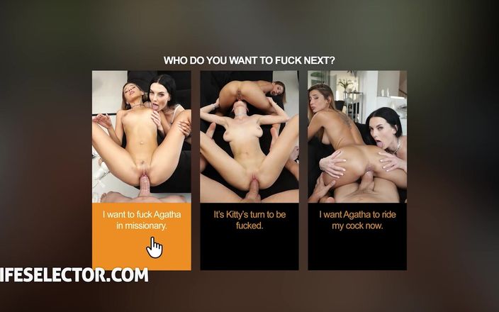 LifeSelector: Збуджений трах утрьох з лесбосами Алексіс Кристал і чорним ангелом