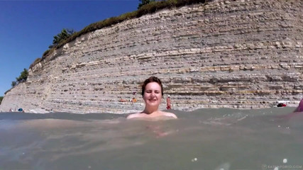 Katrin Porto: Nude BBW playing in the sea
