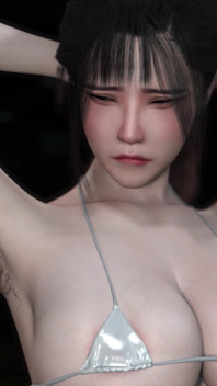 Model awek montel 3d Asia dikongkek begitu keras oleh batang besar