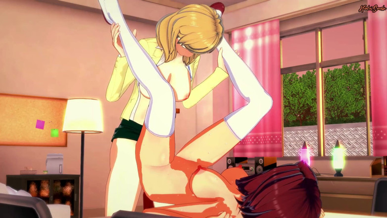 Hentai Smash: Kallen lutscht Futa Milly Ashfords schwanz und reitet dann ihn,...