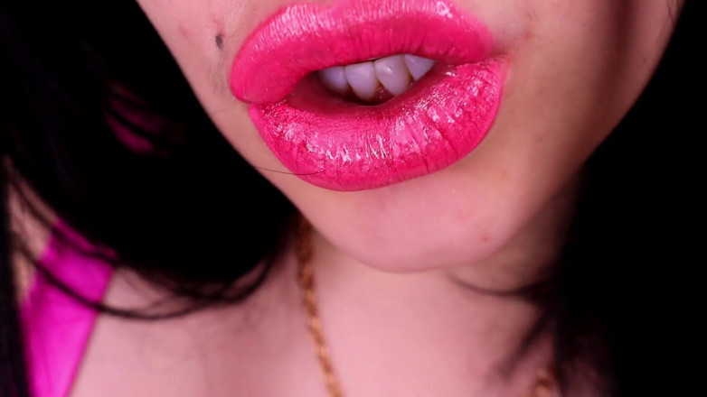 Goddess Misha Goldy: Pink glossy shiny lipnosis JOI