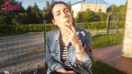 Smokin Fetish: Petra smokes her ciggaretes outdoor