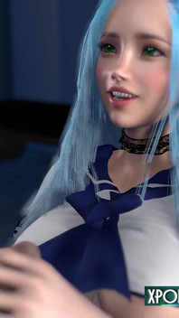 Peituda asiática bebê punheta e gozada - 3D Hentai japonês
