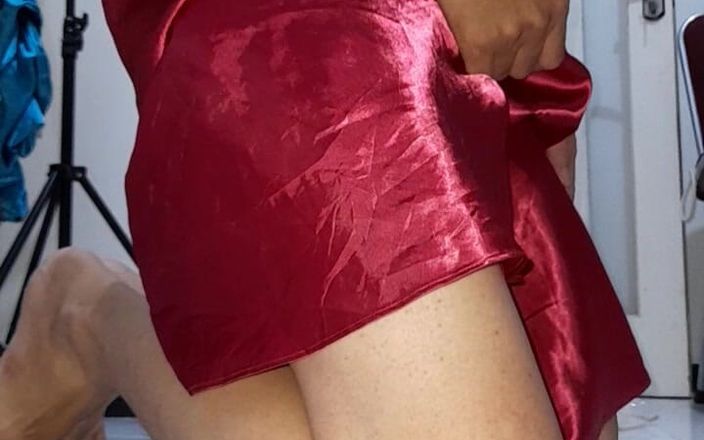 Naomisinka: Magenta Satijnen slipjurk lingerie
