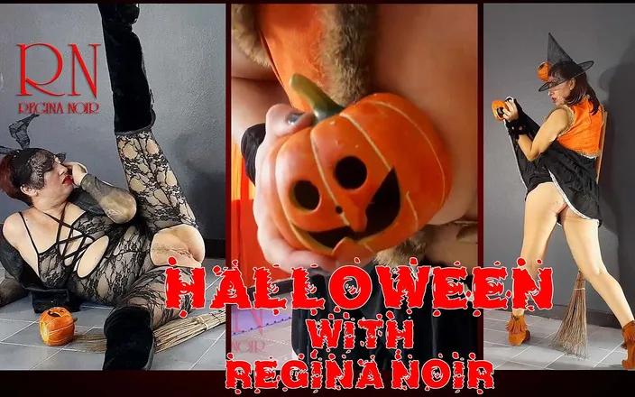Regina Noir: Halloween Witch in Rtgina Noir Witch with Pumpkins and a...