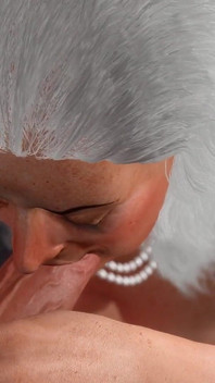 70 Yo Sexy Granny with Big Boobs and Young Hairdresser